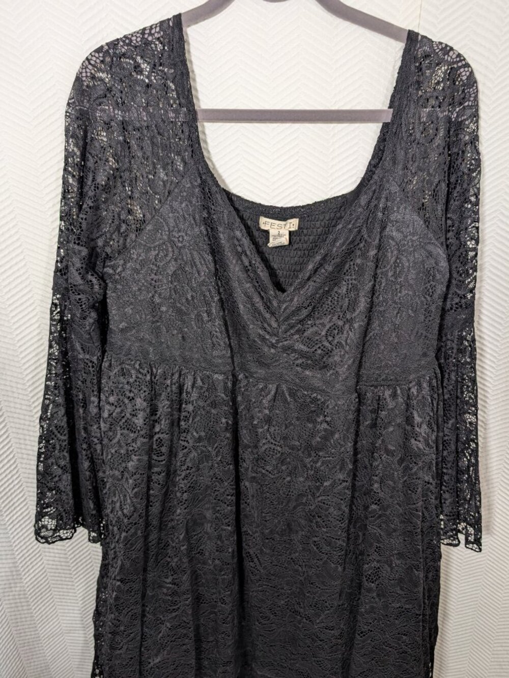 Torrid Festi Black Lace Bell Sleeve Tiered Midi Dress Size 2 (18/20) Whimsigoth - Picture 7 of 12
